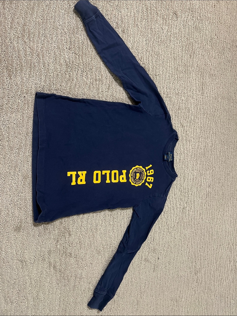 Polo by Ralph Lauren Navy Long-Sleeve Tee with Yellow Logo